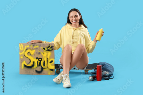 Young woman with spray pain...