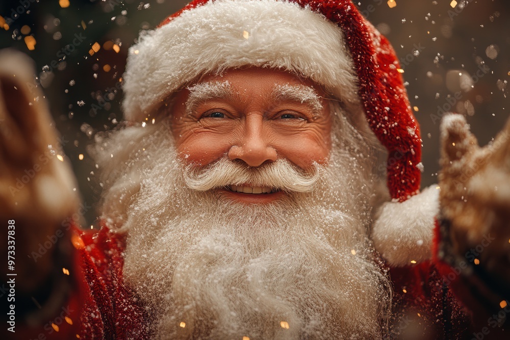 Cheerful Santa Claus Wearing His Signature Hat Cheerful Santa Claus Wearing His Signature Hat