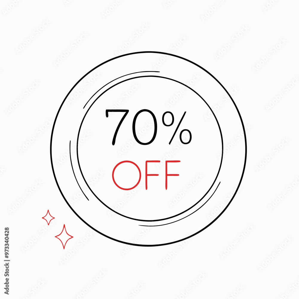 Elegant circular badge indicating seventy percent off with sparkles and copy space
Elegant circular badge indicating seventy percent off with sparkles and copy space