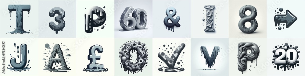 Obraz premium Gray Lettering Typeface. AI generated illustration