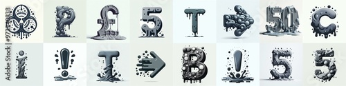 Gray Lettering Typeface. AI generated illustration