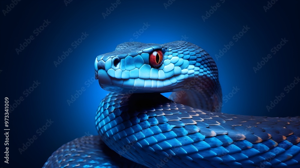 Fototapeta premium close up of a blue snake.