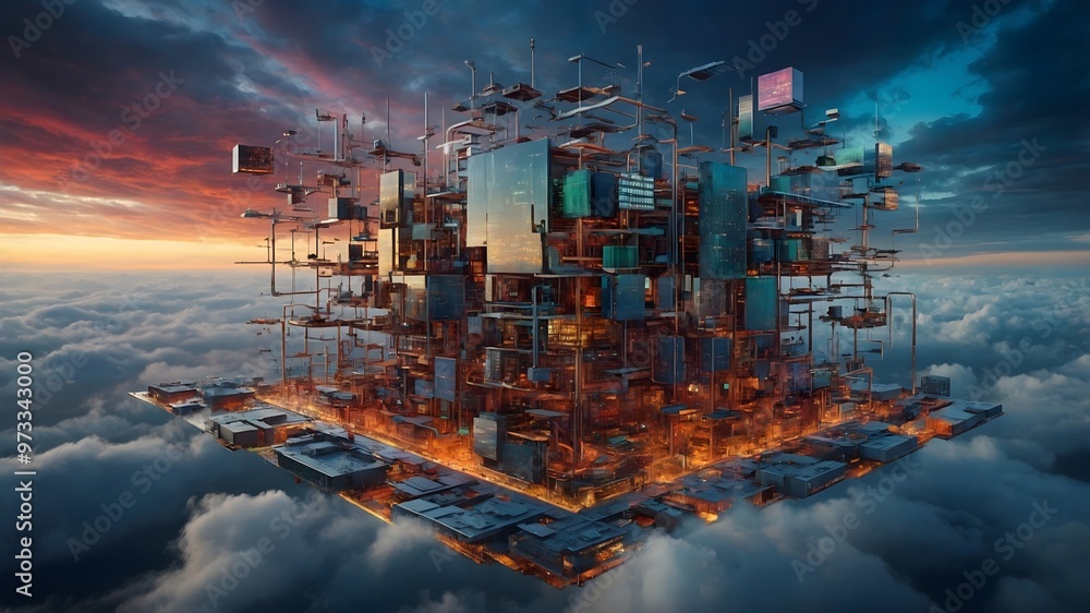 Fototapeta premium Cloud-Technologie kreativ visualisiert