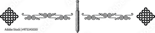Celtic Header - Curved Lines - Knot Ends - Gladius Sword