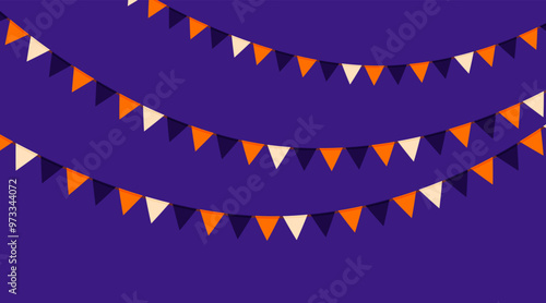 Halloween flag garland vector illustration. Bunting in simple flat