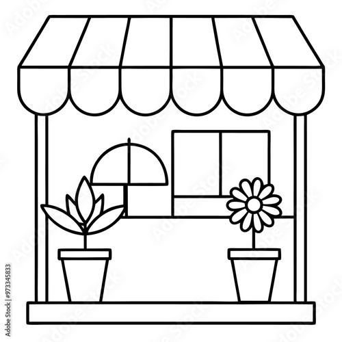flower shop outline coloring book page line art drawing
