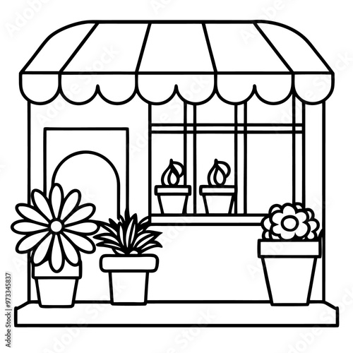flower shop outline coloring book page line art drawing