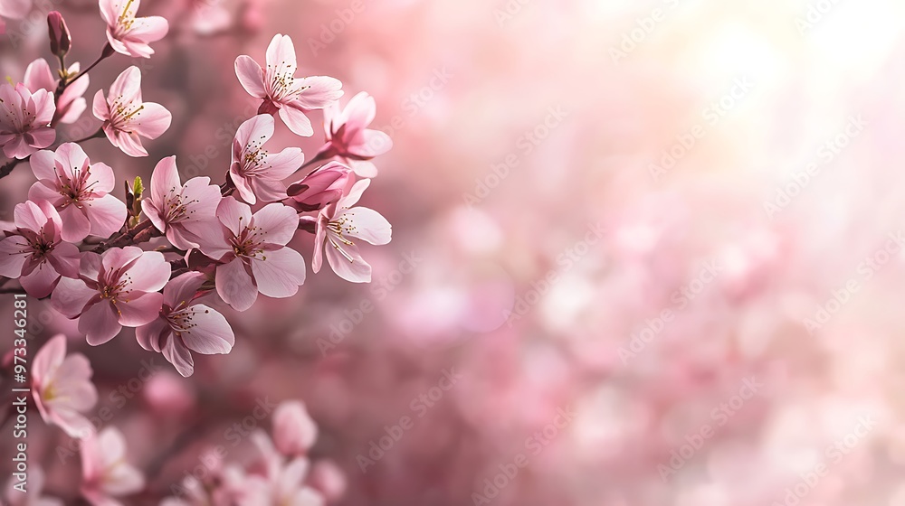 A soft, blurred cherry blossom background with a large, clear space for text A soft, blurred cherry blossom background with a large, clear space for text