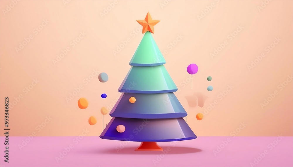 bright 3d tree on pink background. concept template of postcard for christmas and new year bright 3d tree on pink background. concept template of postcard for christmas and new year