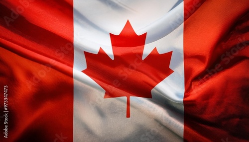 Isolated Canadian flag with depth of field capturing vibrant red and white colors