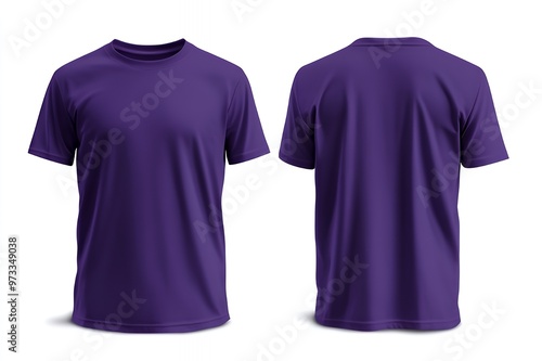 Obraz na płótnie Purple t-shirt mockup isolated on white background, front and back views. w salonie
