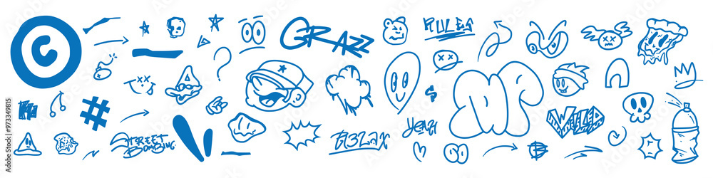 Graffiti doodle punk and girly shapes collection. Hand drawn abstract scribbles and squiggles, creative various shapes, pencil drawn icons. Graffiti doodle punk and girly shapes collection. Hand drawn abstract scribbles and squiggles, creative various shapes, pencil drawn icons.