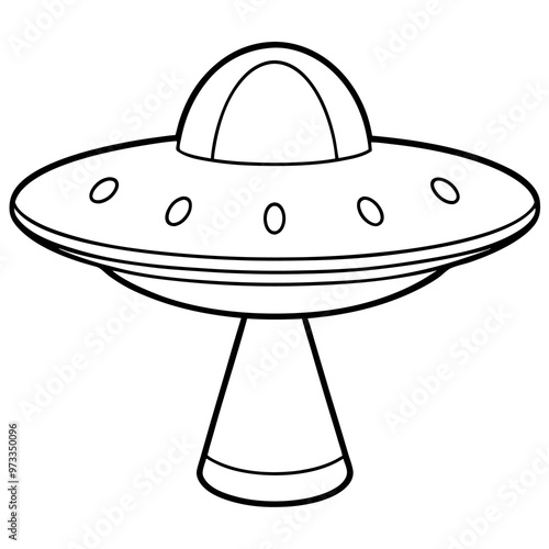 flying saucer outline coloring book page line art drawing