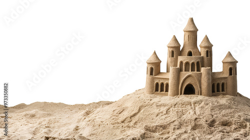 A sandcastle competition on the beach for Australia Day, showcasing creative talents. Concept of beach culture and craftsmanship photo