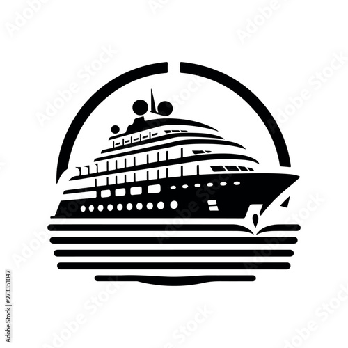 Mega Yacht Silhouette Vector Illustration for Nautical Designs