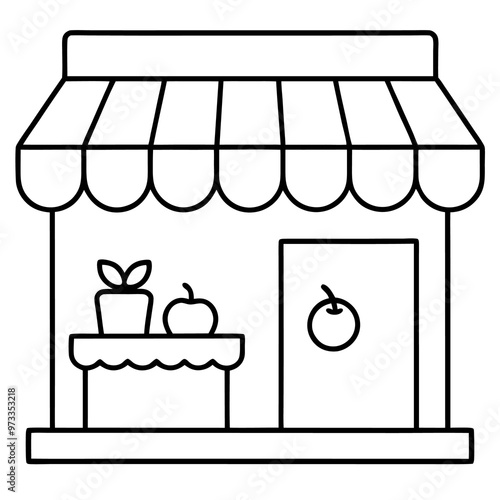 food shop outline coloring book page line art drawing