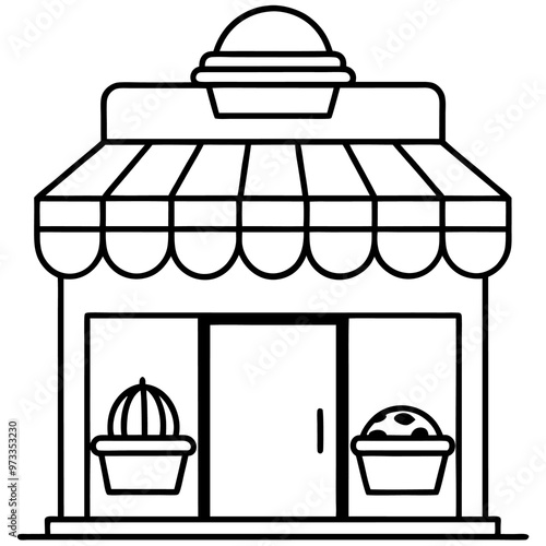 food shop outline coloring book page line art drawing