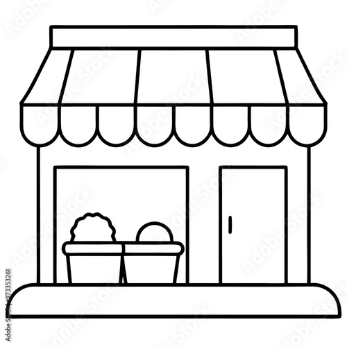 food shop outline coloring book page line art drawing