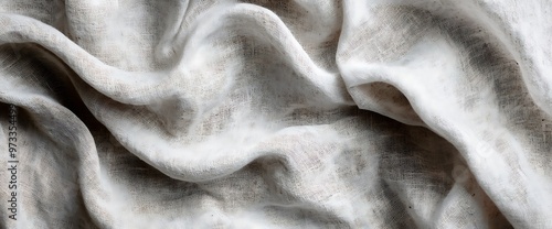 Soft white fabric with a hint of grey, crinkled and folded.