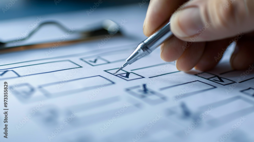 A close up view of hand marking checkboxes on an election ballot, emphasizing importance of civic engagement and decision making. image captures act of voting, reflecting sense of responsibility and p A close up view of hand marking checkboxes on an election ballot, emphasizing importance of civic engagement and decision making. image captures act of voting, reflecting sense of responsibility and p