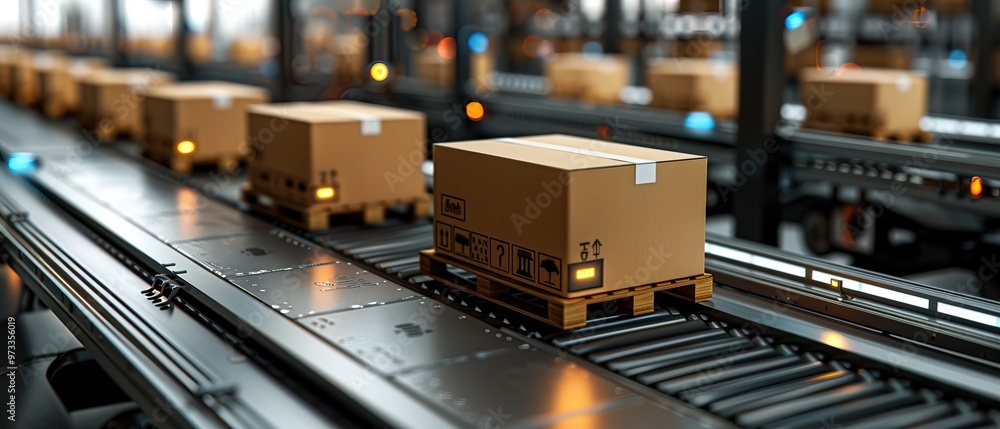 motion rectangular shaped packages transported via a logistics system motion rectangular shaped packages transported via a logistics system