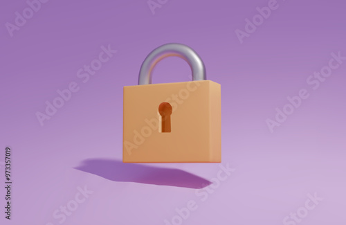 3D padlock in yellow-silver color. Vector Graphics EPS 10