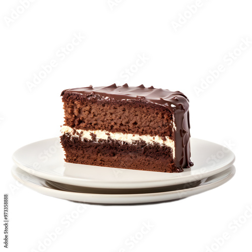 chocolate cake with mint on a isolated on a transparent background