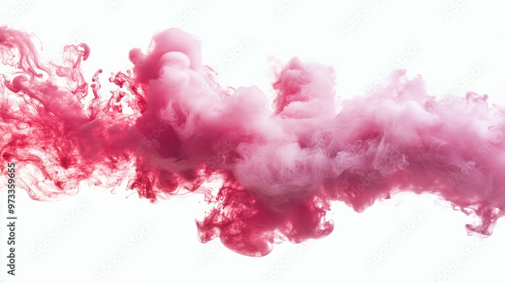 Abstract pink cloud of smoke or ink spreading on white background. Abstract pink cloud of smoke or ink spreading on white background.