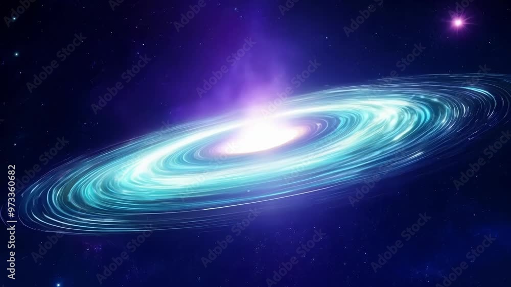 Bright spiral galaxy is swirling in the vast expanse of space, surrounded by countless twinkling stars and illuminated by ethereal nebulae Bright spiral galaxy is swirling in the vast expanse of space, surrounded by countless twinkling stars and illuminated by ethereal nebulae