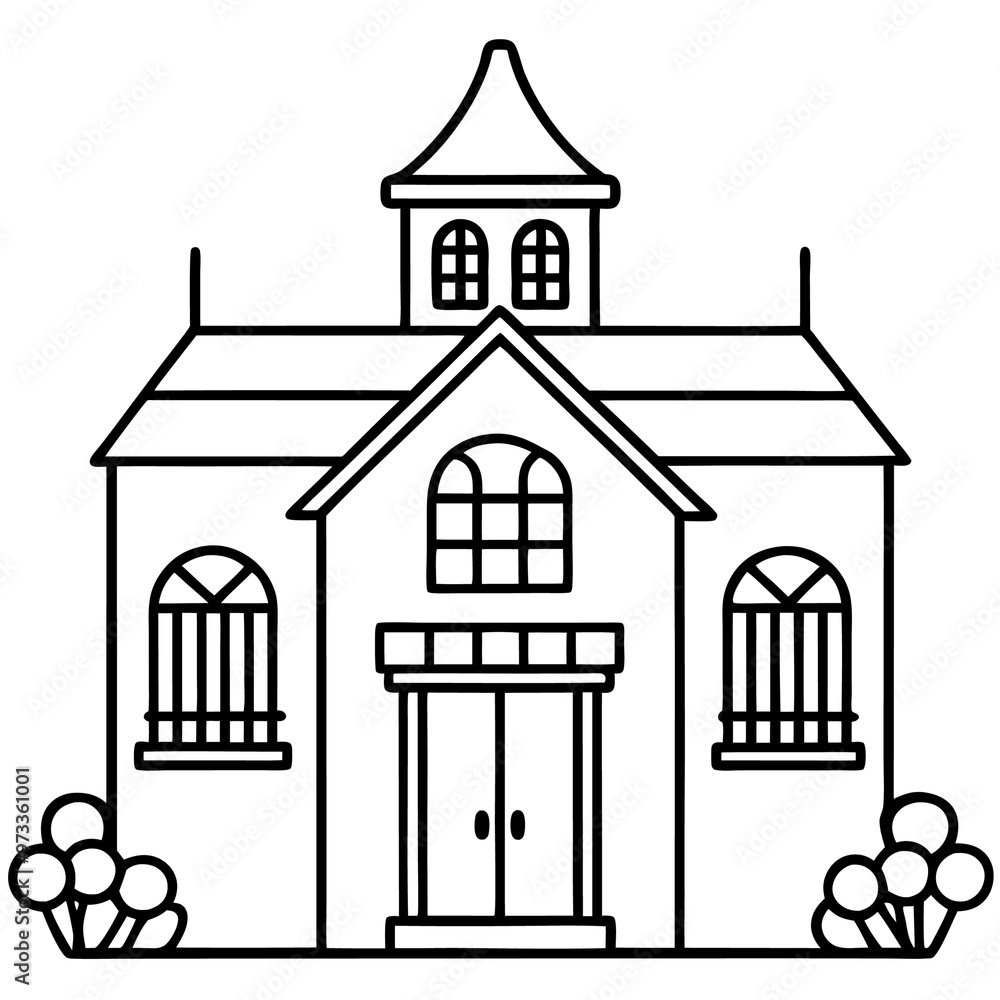 Fototapeta premium france themed house outline coloring book page line art drawing