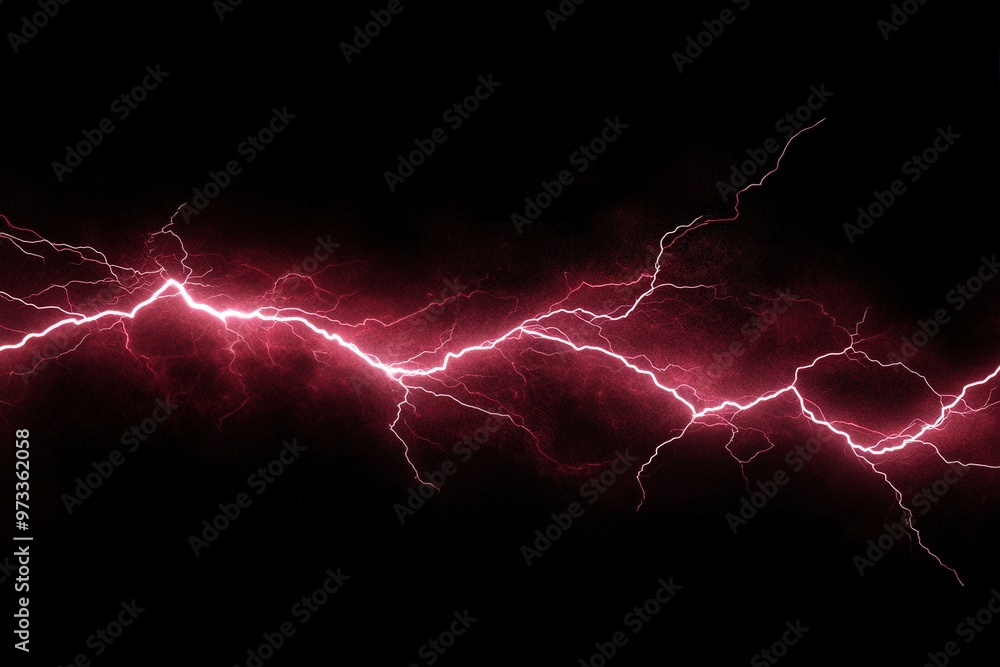 A long red streak of lightning is shown in the dark, generative ai image A long red streak of lightning is shown in the dark, generative ai image