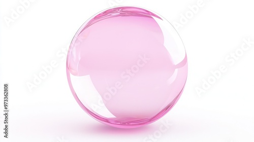 Clear pink bubble isolated on a white or transparent background, emphasizing clarity and lightness.