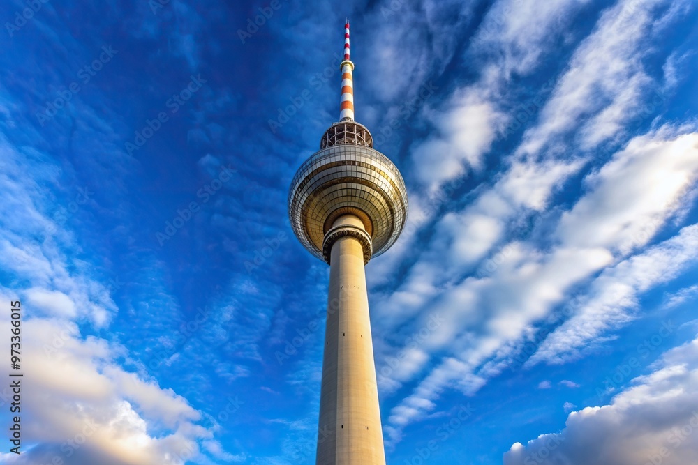 Detail of the Berlin television tower Fernsehturm at Alexanderplatz in Berlin Mitte, Berlin tourist spot, tourist attraction, cityscape, iconic structure, tourist destination Detail of the Berlin television tower Fernsehturm at Alexanderplatz in Berlin Mitte, Berlin tourist spot, tourist attraction, cityscape, iconic structure, tourist destination