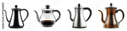 Coffee Kettle - Device for boiling water for coffee Isolated on Clear White Background Highly Detailed 