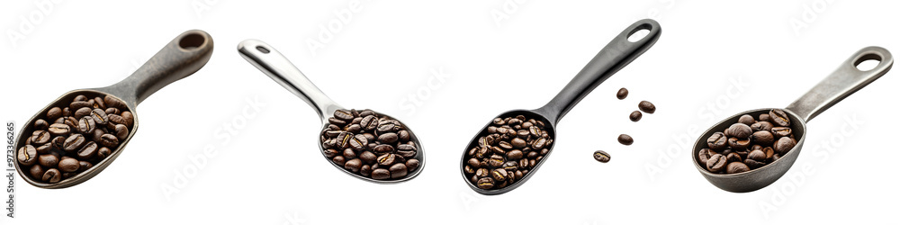 Obraz premium Coffee Bean Scoop - Tool for measuring coffee beans Isolated on Clear White Background Highly Detailed 