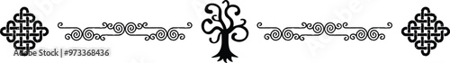 Celtic Header - Curved Lines - Knot Ends - Tree Silhouette
