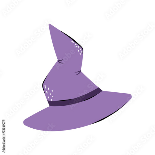 Cute Halloween witch hat. Vector illustration in flat and Doodle style for the October Halloween designs