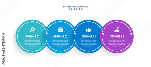 Horizontal progress bar featuring 4 arrow-shaped elements, symbolizing the four stages of business strategy and progression. Clean timeline infographic design template. Vector for presentation