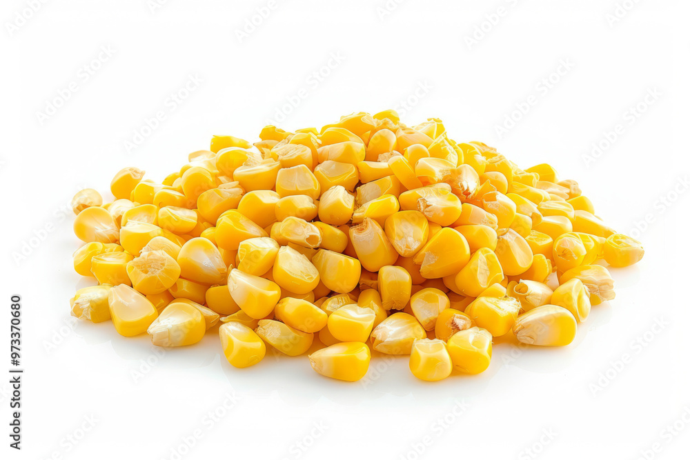 Boiled corn seeds isolated on white background Boiled corn seeds isolated on white background