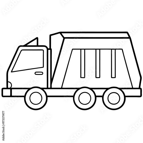 garbage truck outline coloring book page line art drawing