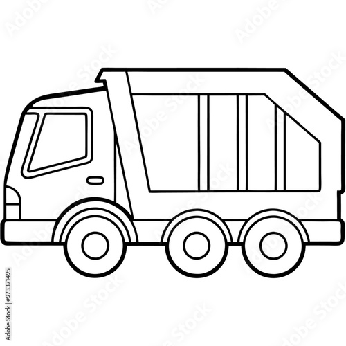 garbage truck outline coloring book page line art drawing