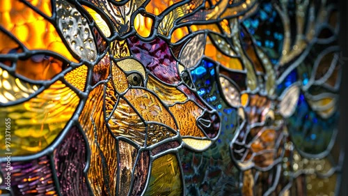 Wallpaper Mural Stunning stained glass artwork featuring majestic deer in vibrant colors showcasing intricate details and craftsmanship Torontodigital.ca