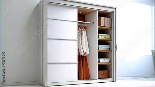 Wallpaper Mural Modern Sliding Wardrobe for Space-Saving Storage isolated on a white background	 Torontodigital.ca