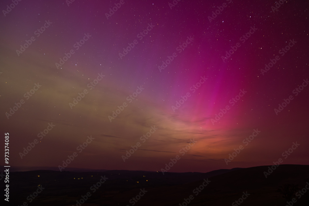 Fototapeta premium The Aurora Borealis over the Brecon Beacons National Park in Wales, 