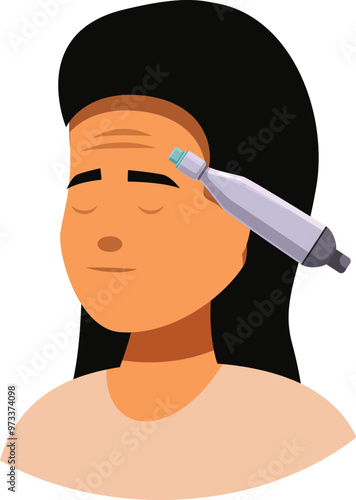 Woman receiving mesotherapy treatment to reduce the appearance of wrinkles on her forehead
