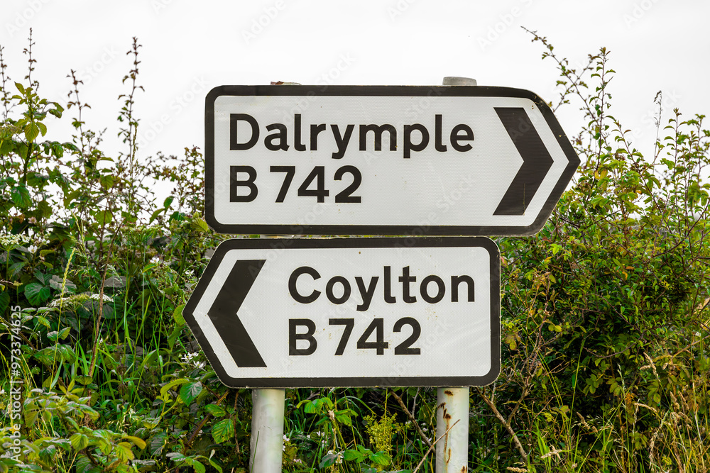 Fototapeta premium Rural b-road traffic direction signs on country road