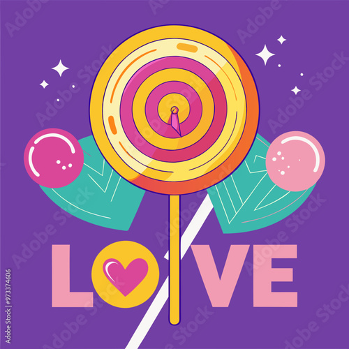 Self love illustrated poster design with lollipop
