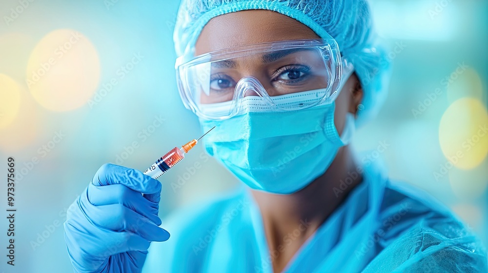 Serene Nurse Administering Vaccine to Patient in Soft Tones Serene Nurse Administering Vaccine to Patient in Soft Tones