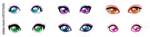 Set of eyes in anime or manga style vector.