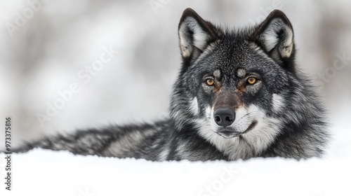 minimalist black wolf photo on white background showcasing the elegance and power of wolves in a simple and clean design photo